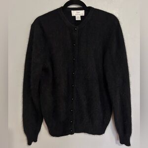 Vintage Angora Blend Cardigan Black Soft Fuzzy Y2K Grunge Indie Sleaze M Minimal